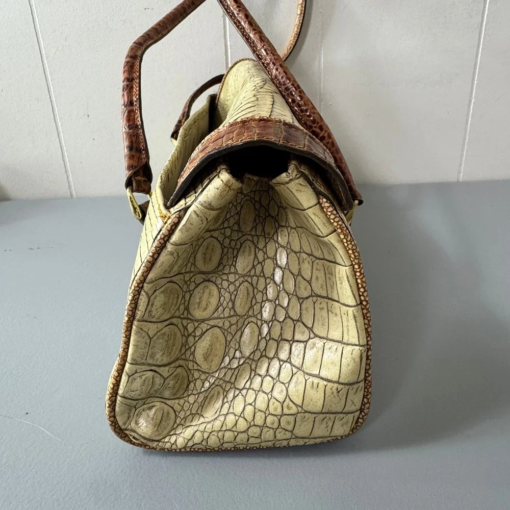 Brahmin Croc Embossed Leather Shoulder Bag Designer Purse Handbag - Picture 2 of 14